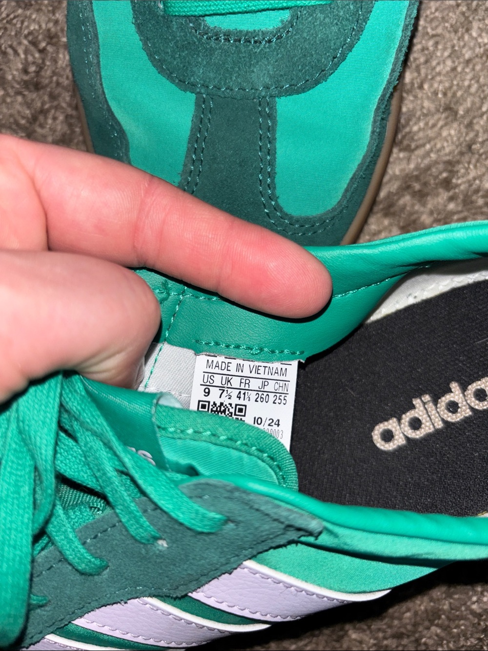 adidas Green and Pink Athletic Sneakers with Gum Sole - Picture 4 of 4
